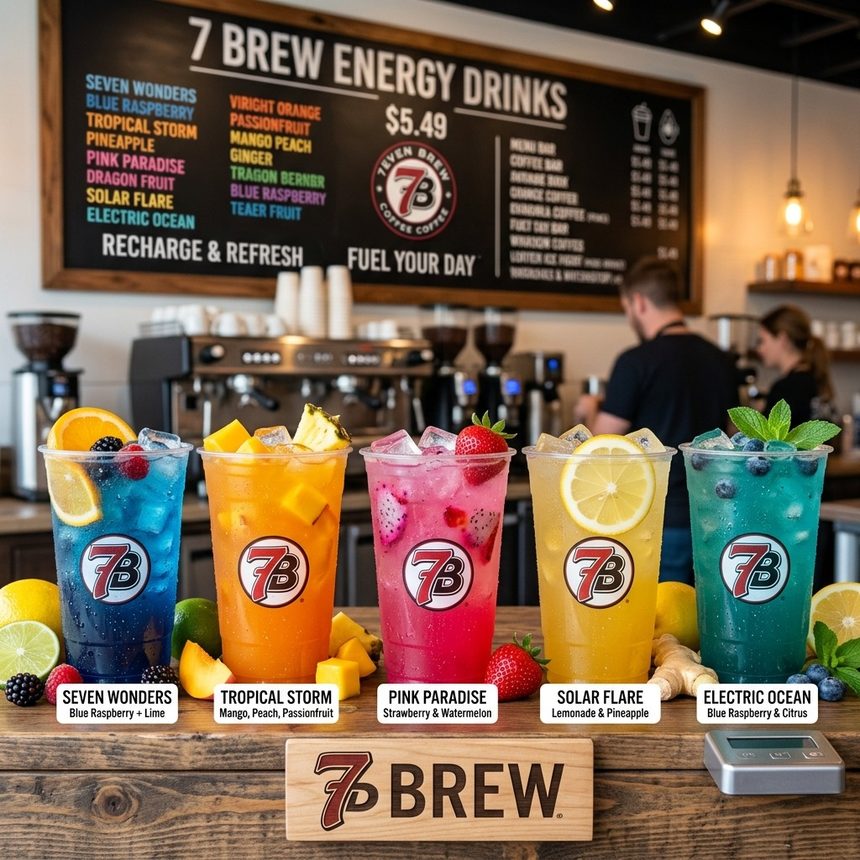 7 Brew Energy Drinks Menu
