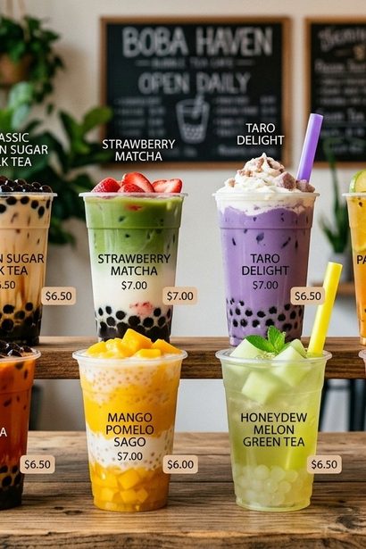 Boba Drinks Menu